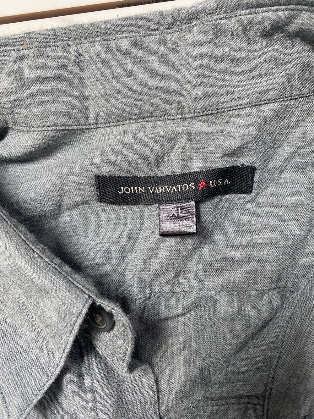 John Varvatos USA Gray Double Zip Pocket Roll Tab Sleeve Button Up Shirt Mens XL - Picture 4 of 7